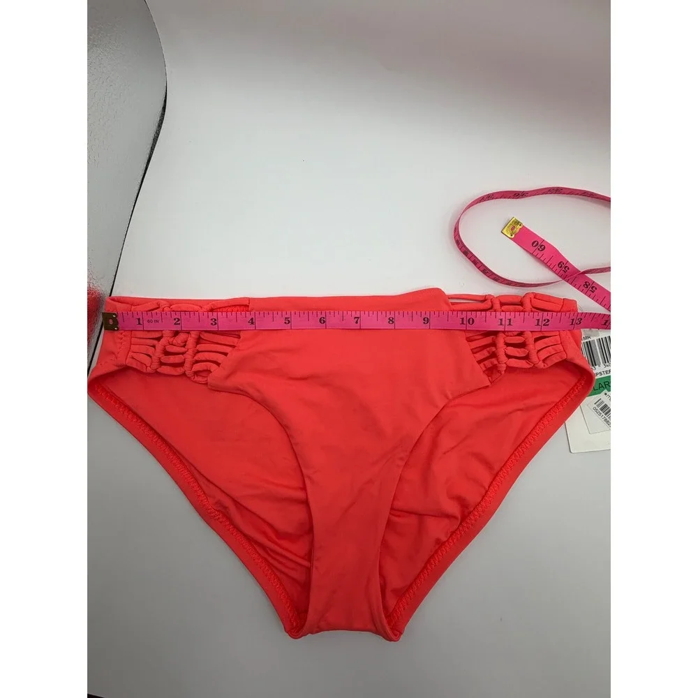 Becca by‎ Rebecca Virtue Hipster Bikini Bottom Women Large Coral Macrame  NEW
